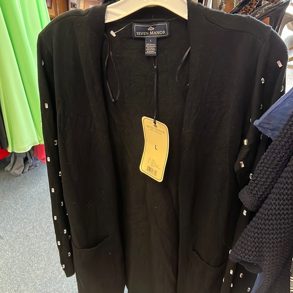 💜Seven Manor Black Cardigan L - Picture 1 of 5